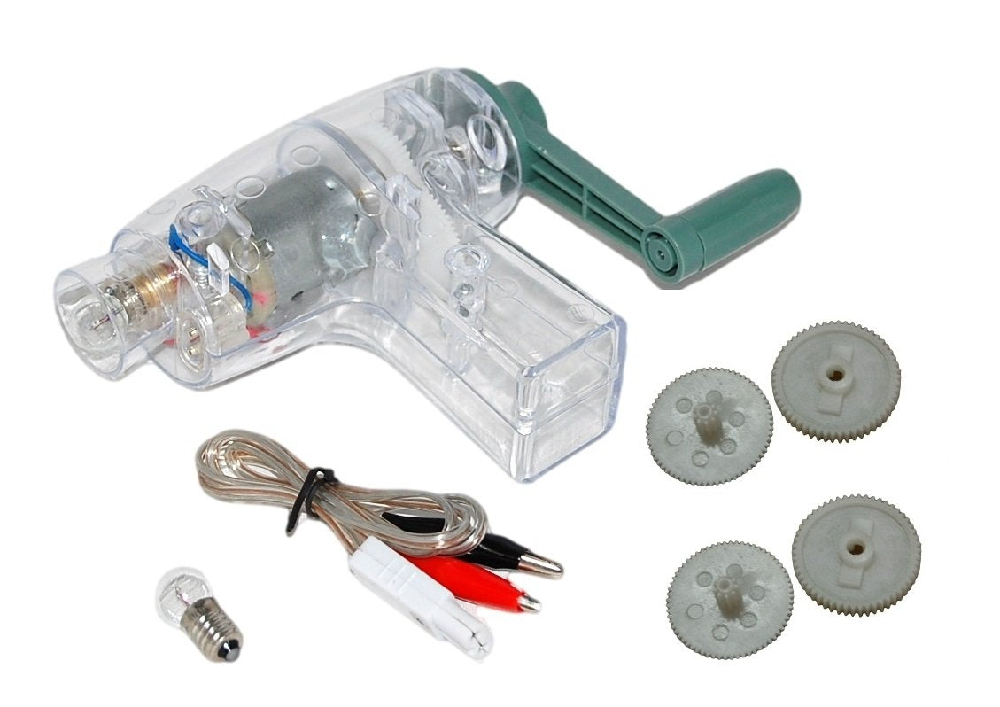 Sci-Supply hand crank DC generator showing 6V production for classroom energy experiments