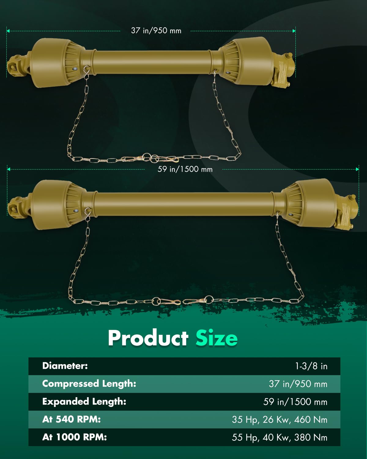 SCITOO PTO shaft telescoping design adapts to different distances