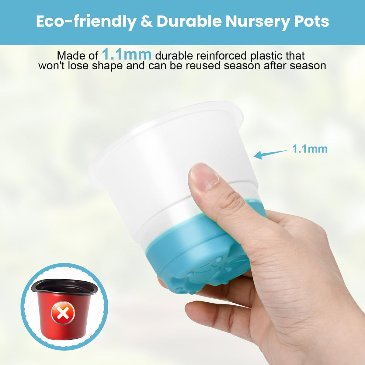 Sckee 30-pack nursery pots with lids for seed starting.