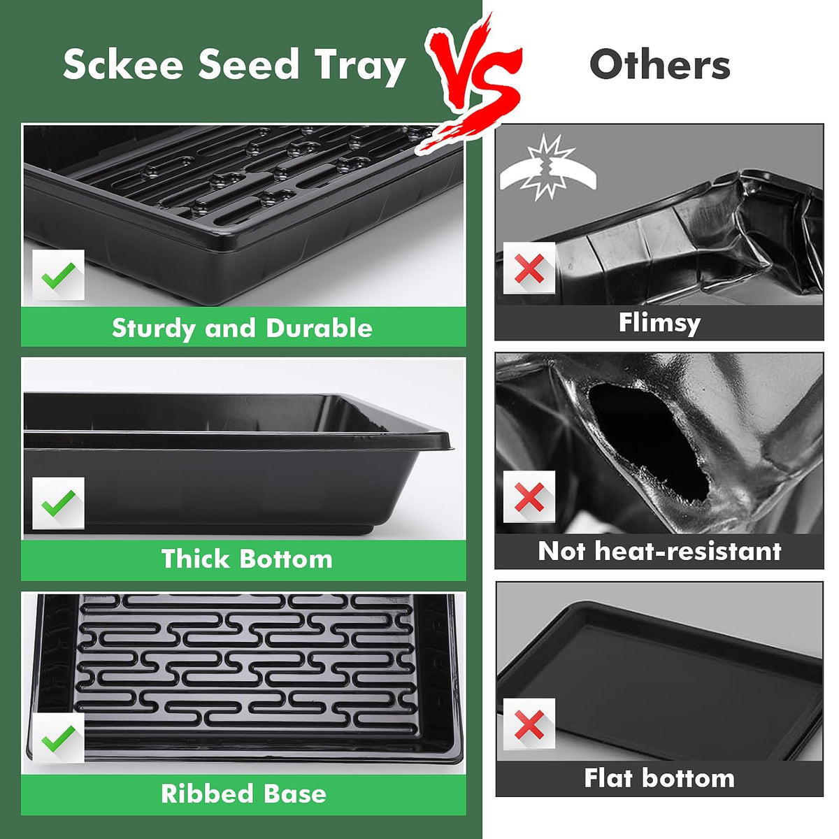 Sckee seed starting tray suited for microgreens and seedlings