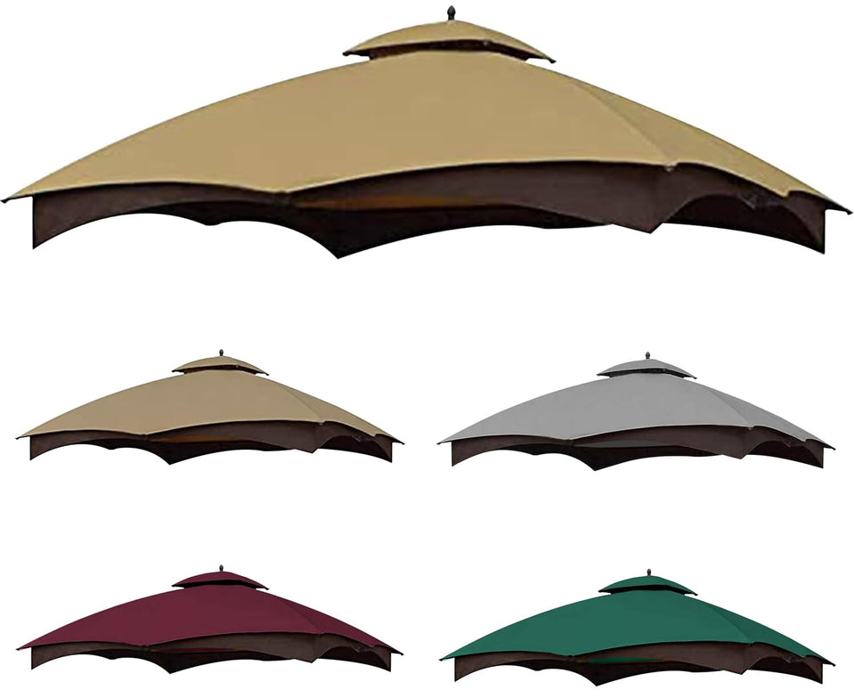 SCOCANOPY beige replacement cover for Lowe's Allen Roth 10x12 gazebo, front view, durable shade