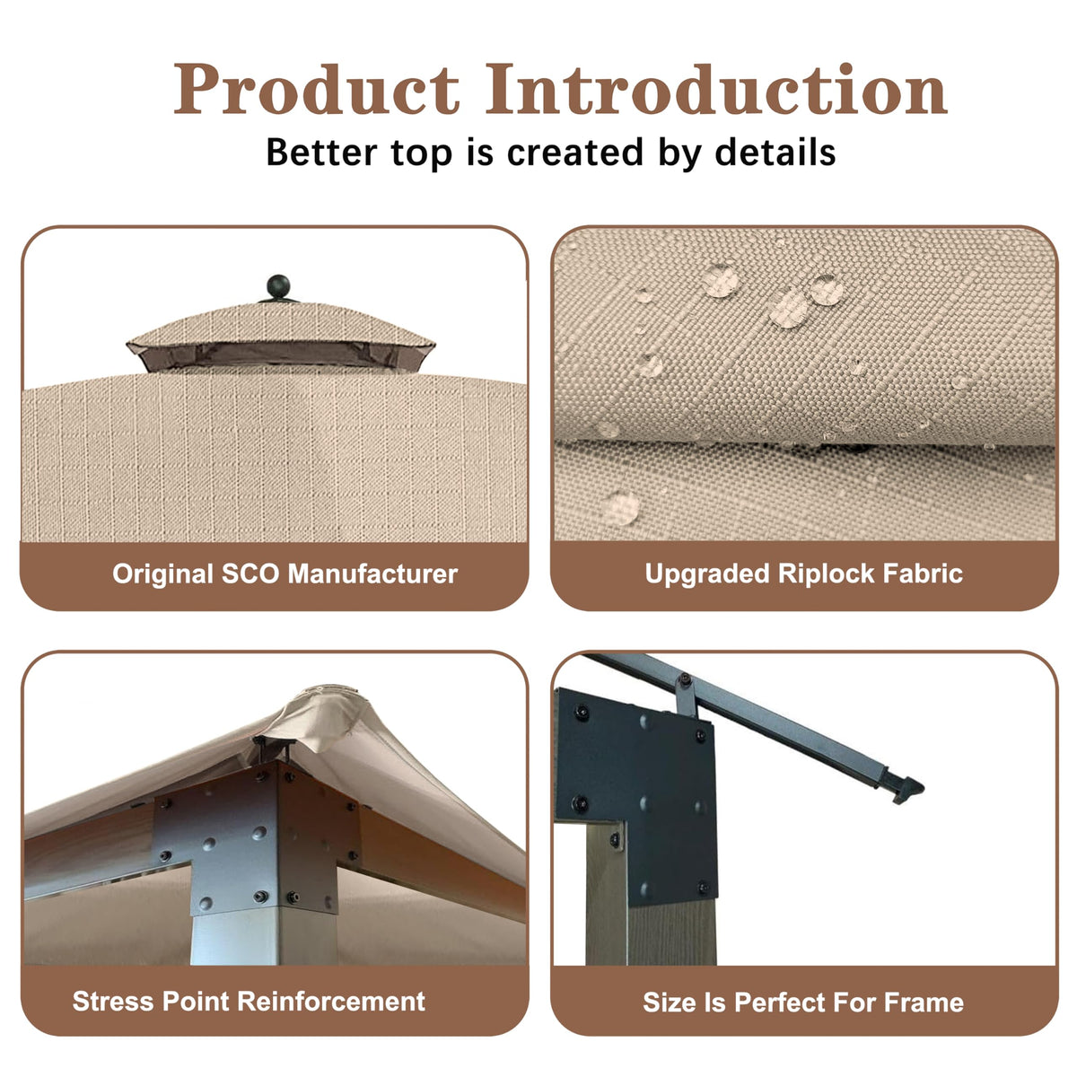 SCOCANOPY Eagle Brooke 10x12 cover closeup fabric highlights UV protection and water-repellent weave