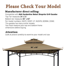 SCOCANOPY replacement top for grill gazebo, big 96x60, khaki, waterproof cover for outdoor dining