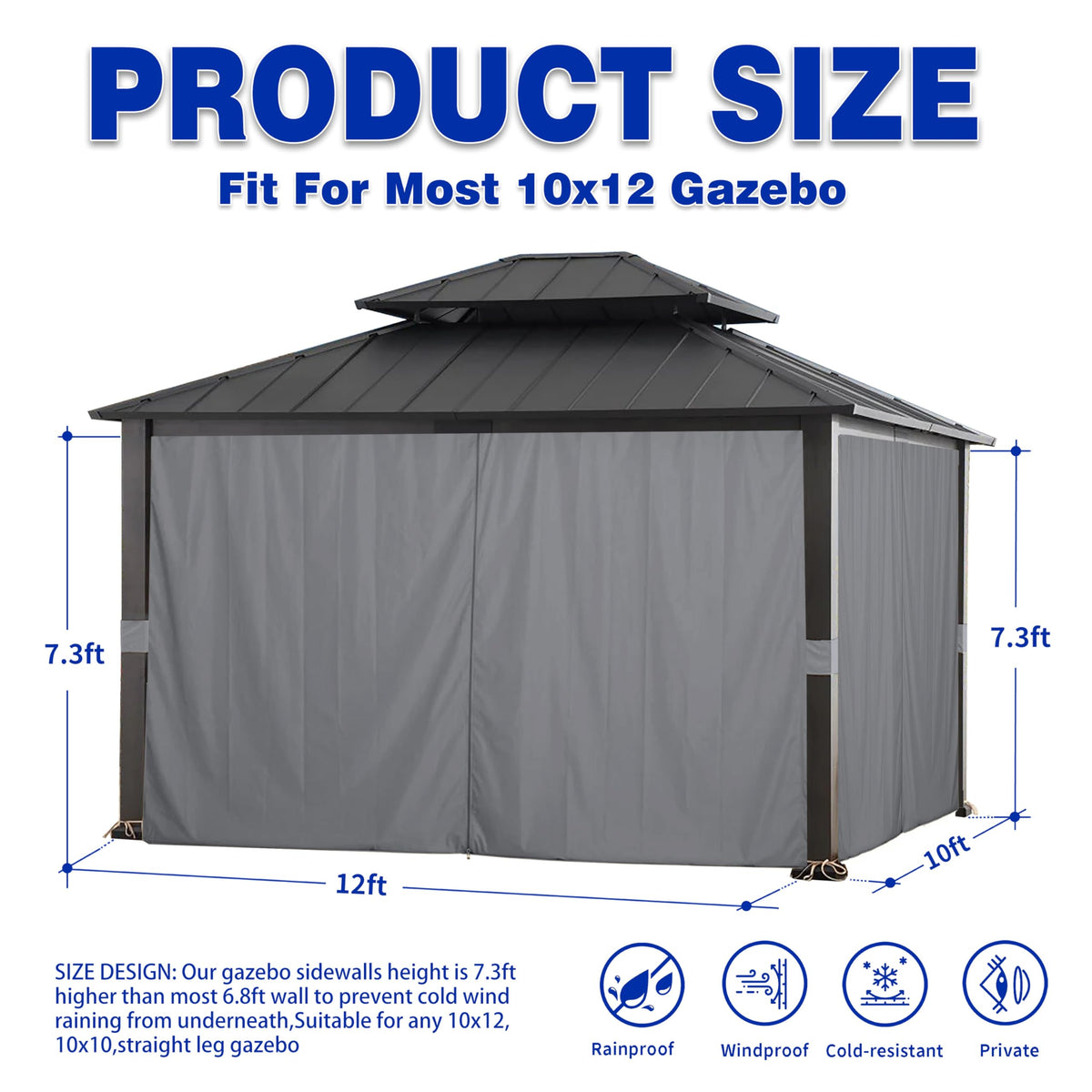 SCOCANOPY Khaki sidewall panel for 10x12 gazebo with UV protection and water-repellent fabric