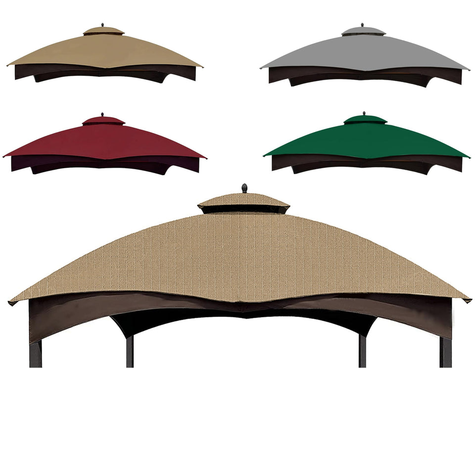 SCOCANOPY khaki replacement cover front view for Lowe's Allen Roth 10x12 gazebo, durable protection.