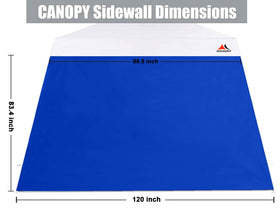 SCOCANOPY blue sidewall closed panel showing secure fit against wind