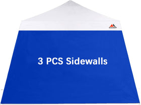SCOCANOPY blue sidewall front view providing sun and rain protection for 10x10 canopies