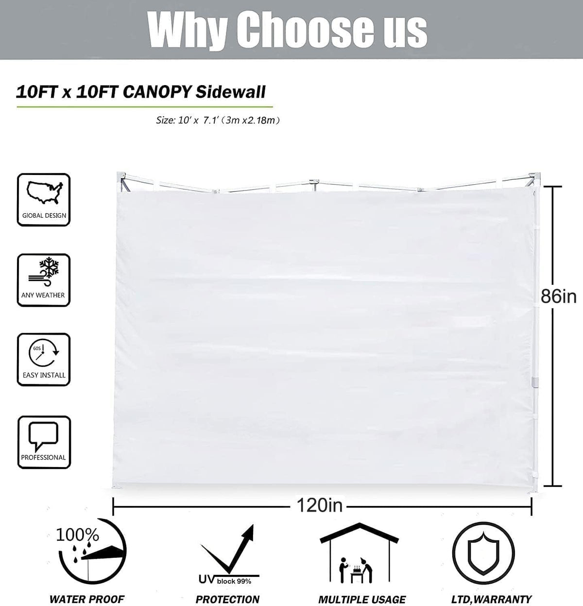 SCOCANOPY sidewall Velcro straps secure fit around canopy legs.