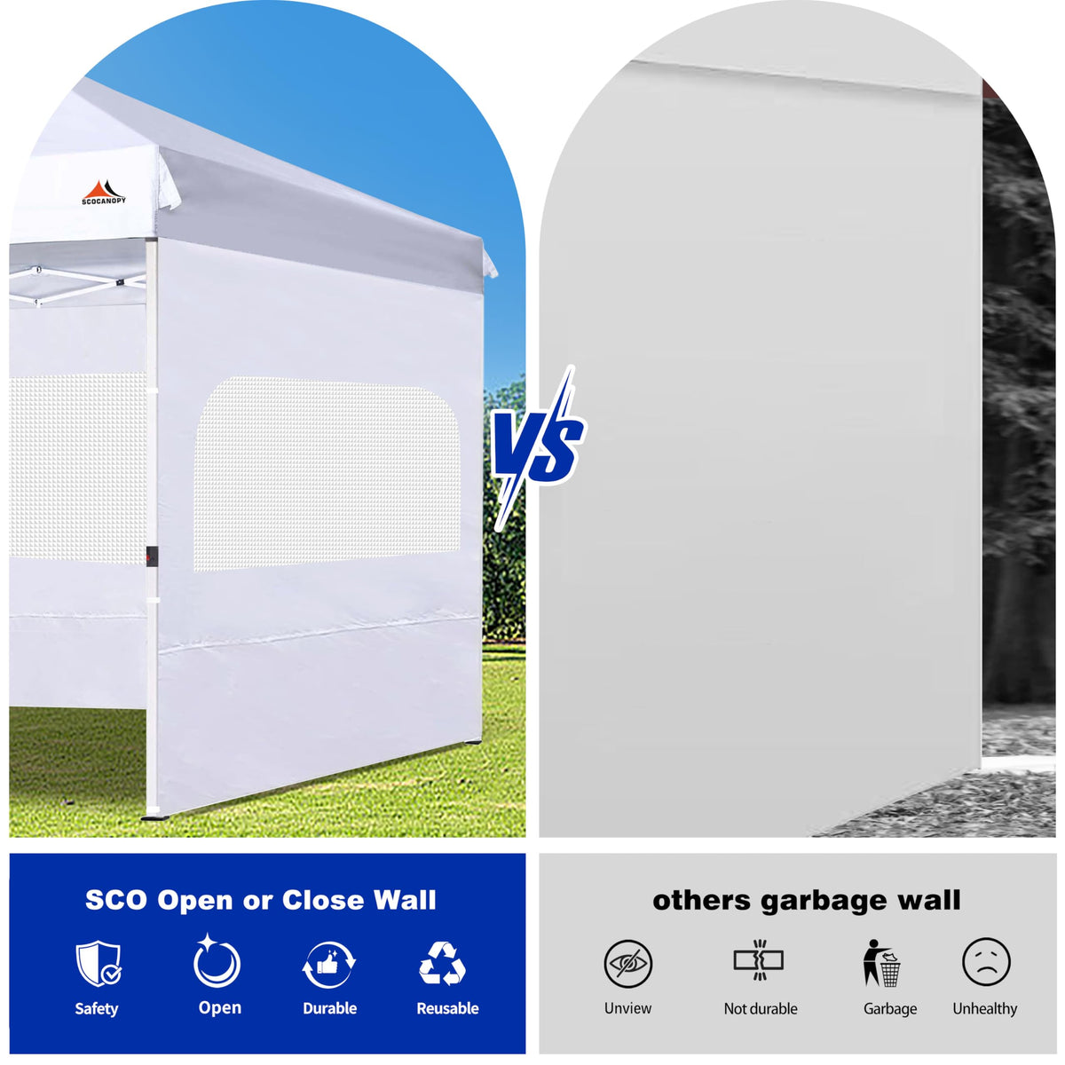 SCOCANOPY Sunwall three panel pack ready for setup and storage