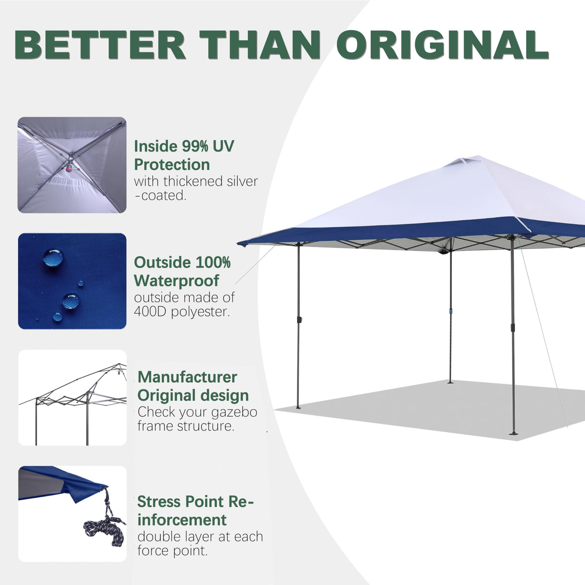 SCOMANAGE water resistant canopy keeps Oasis dry during rain