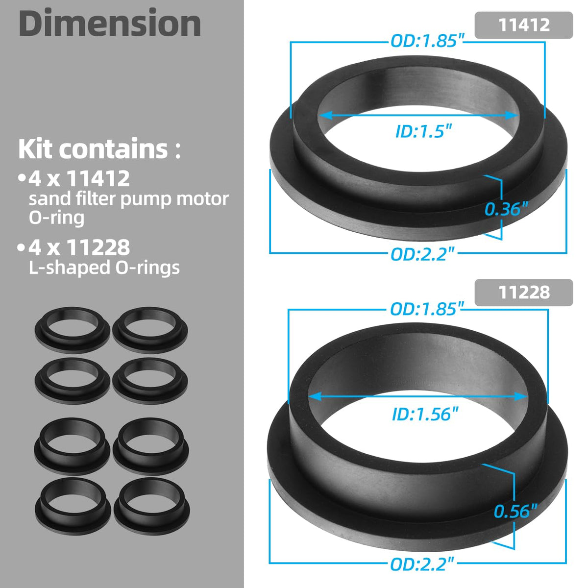 Sconva L-shape O-Ring 11412 maintains durable seal during pool maintenance.
