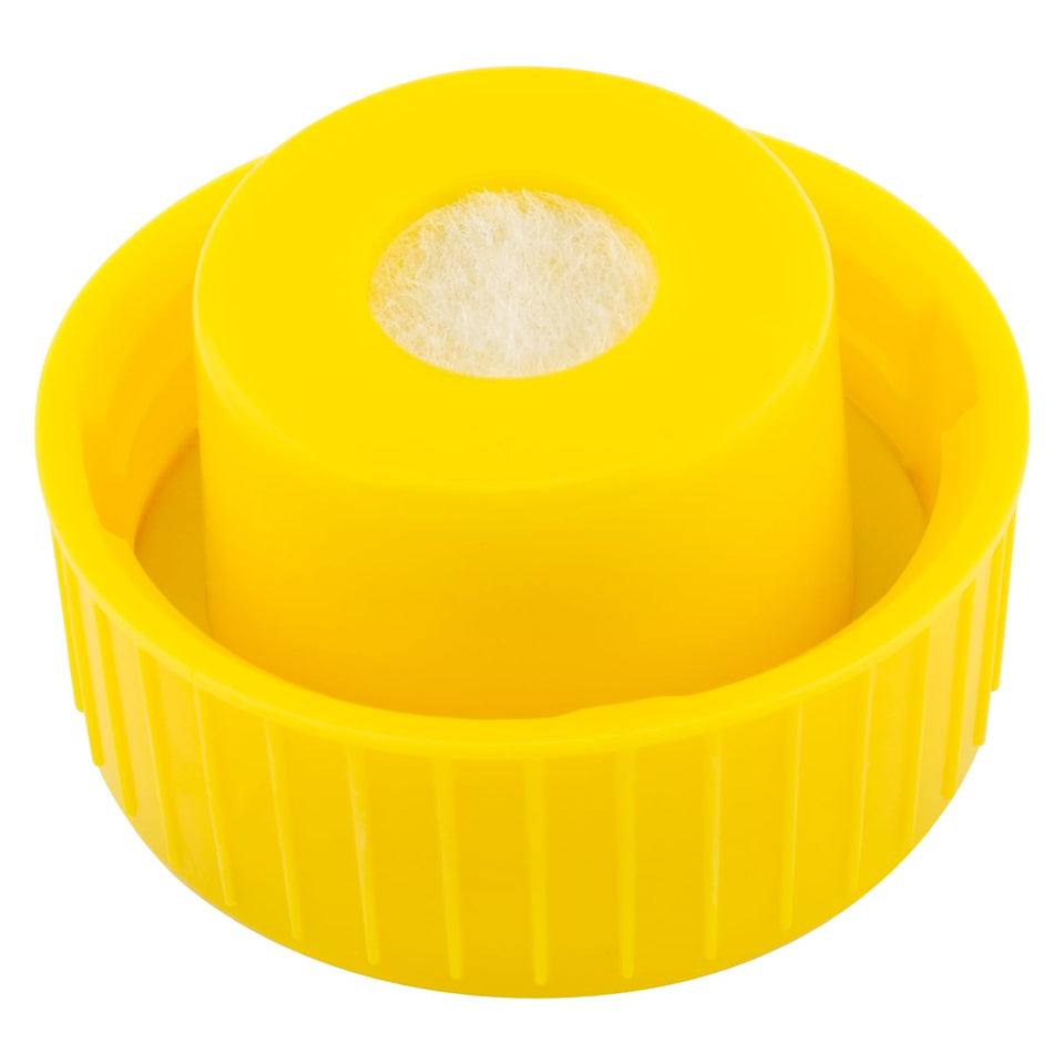 Sconva pump reservoir cap in bright yellow seals the reservoir and aids leak prevention