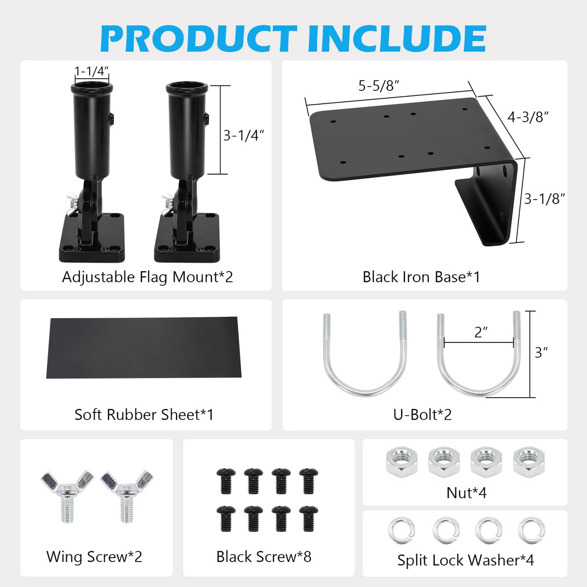 Scottchen PRO RV mount angle shows 180° adjustability for two flags.