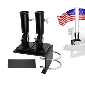 Scottchen PRO RV mount base stabilizes the flag pole on a sturdy surface.