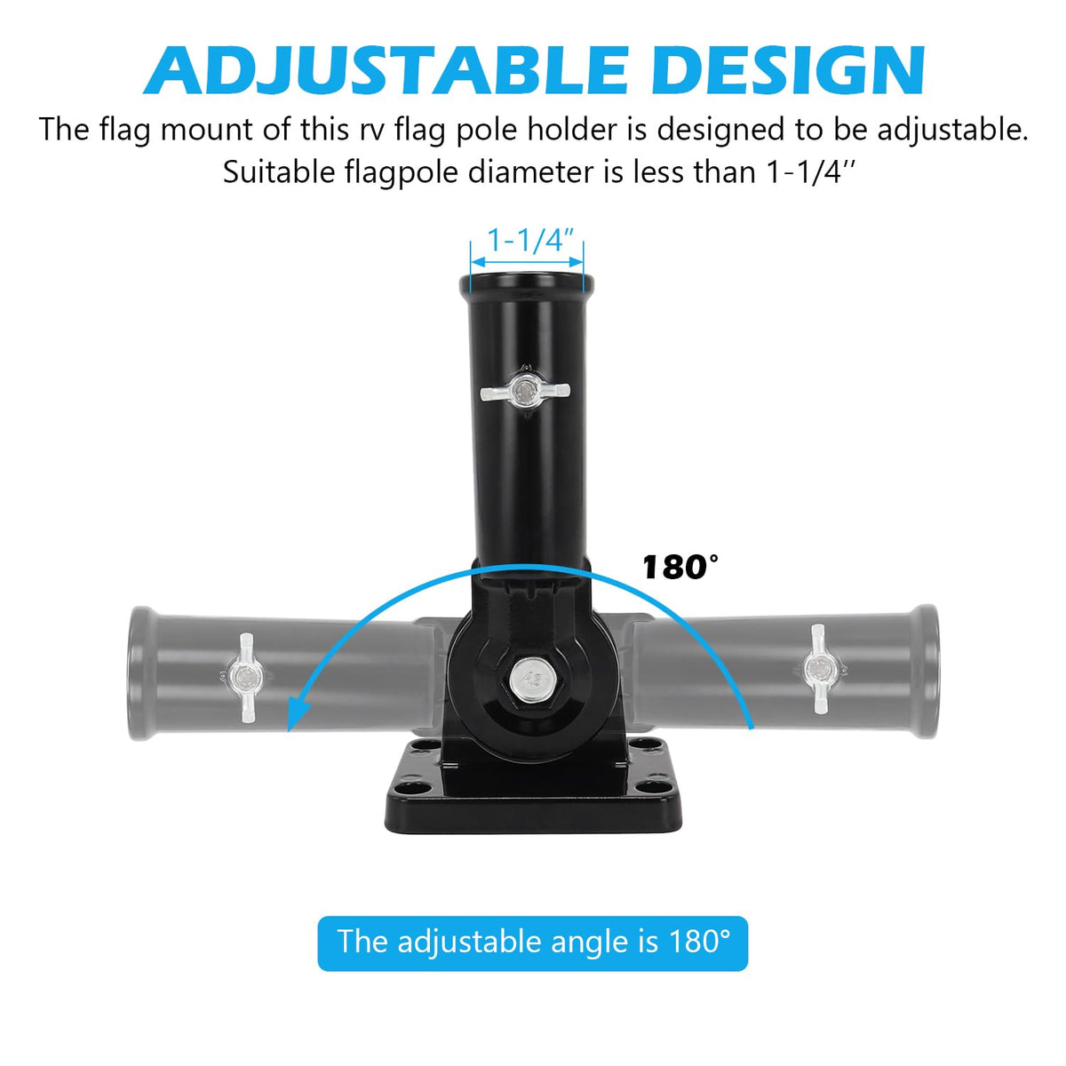 Scottchen PRO fitment demonstrates compatibility with 1-1/4 inch poles.