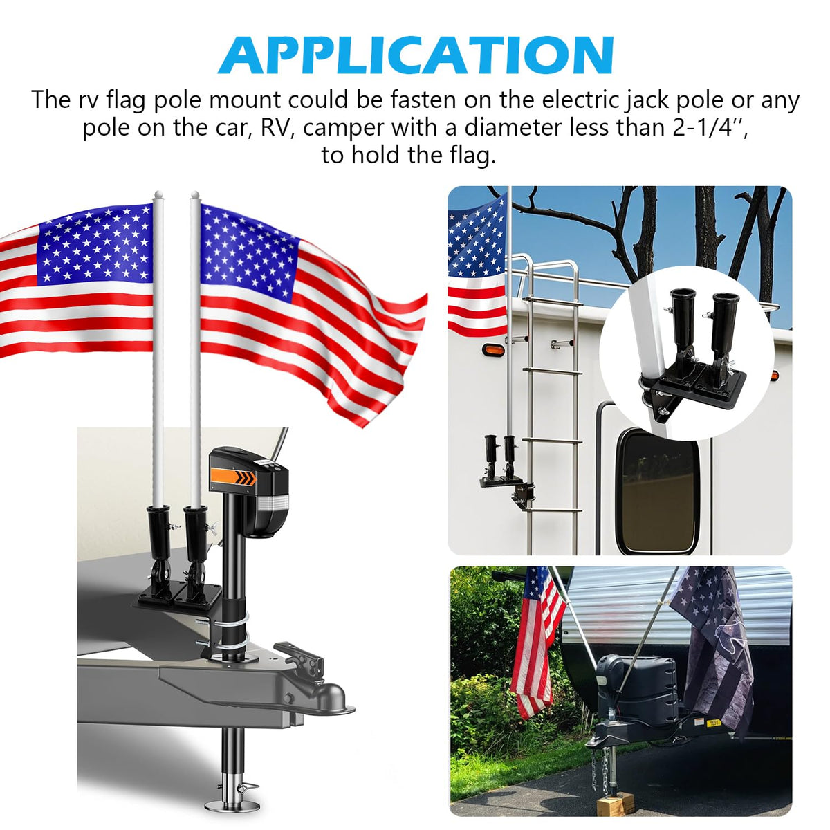 Scottchen PRO two‑flag display enhances roadside visibility during travel.