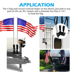 Scottchen PRO two‑flag display enhances roadside visibility during travel.