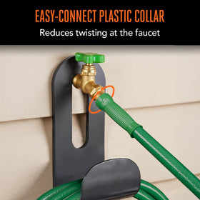 Scotts 50ft hose featuring twist-resistant collar to prevent faucet kinks.