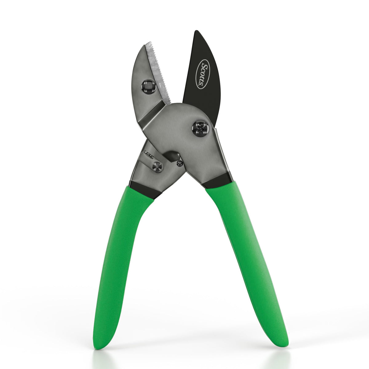 Scotts 8-in Anvil Pruner in use on dry stems and dead wood efficiently.