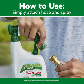 Scotts Liquid Turf Builder Plus 2 Weed Control close-up application