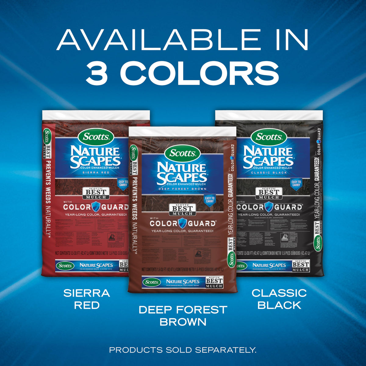 Scotts Nature Scapes mulch pallet demonstrates sustained color for large landscaping projects.