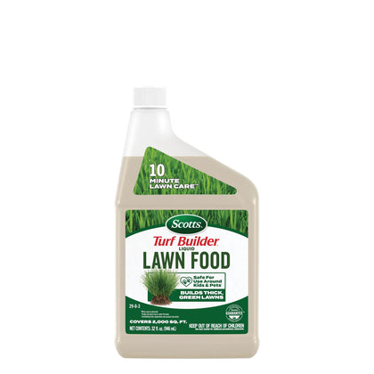 Scotts Turf Builder refill bottle for 32 oz feeds a 2,000 sq ft lawn quickly.