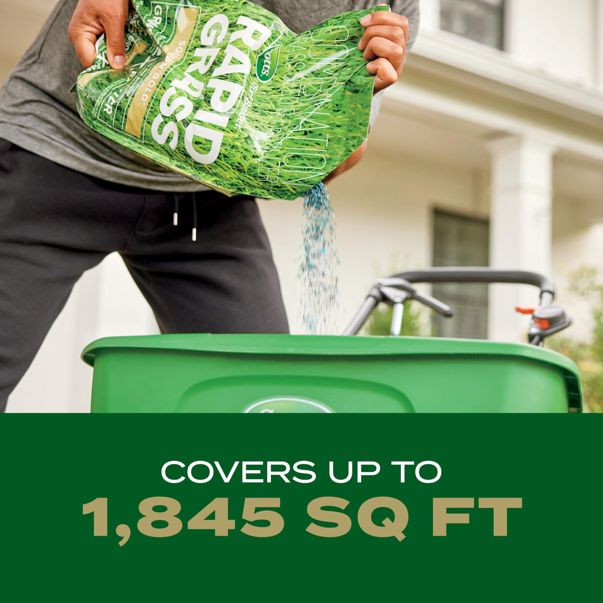 New lawn coverage map showing 615 sq ft area with Scotts blend