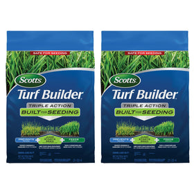 Scotts Turf Builder Triple Action built-for-seeding bag front view jump-starts seed development for quicker establishment.
