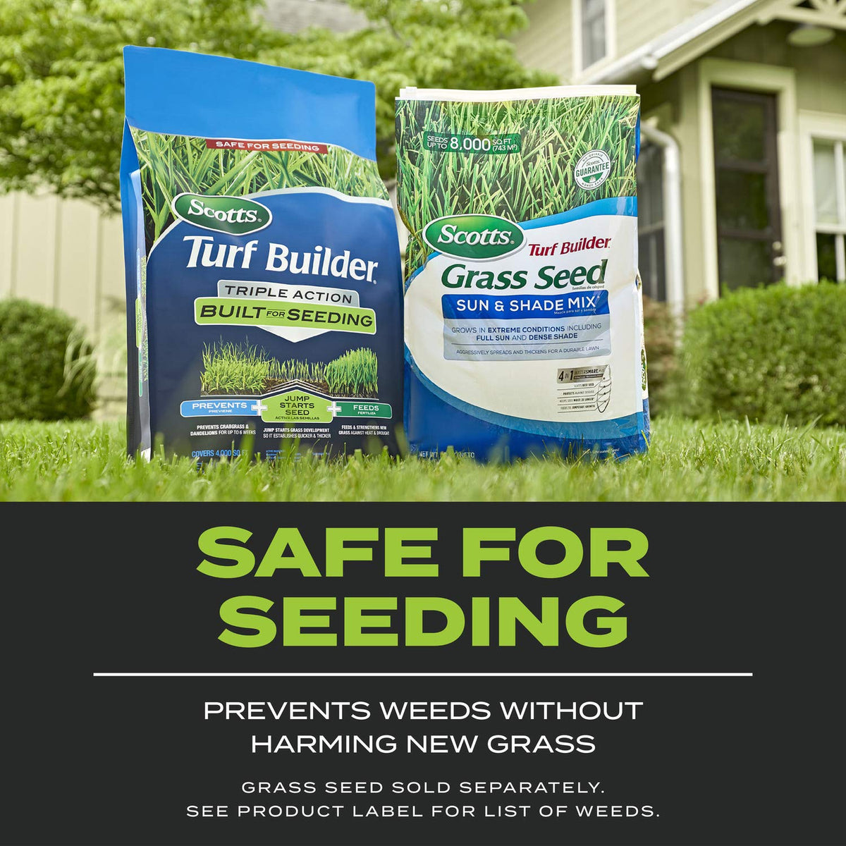 Scotts Turf Builder Triple Action bundle-packaging-two-bags communicates 8,000 sq ft total coverage.