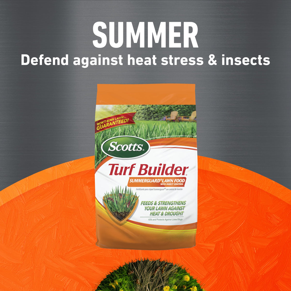 Scotts Turf Builder year-round nourishment supports a healthy, resilient lawn