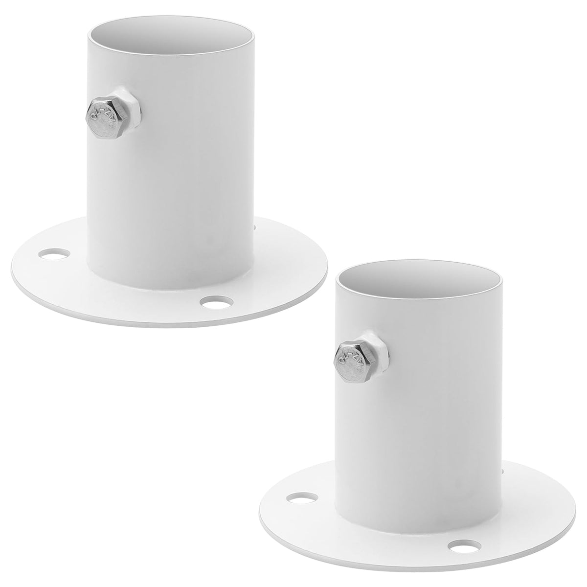 White Screw Man pool deck flange blends with deck surfaces