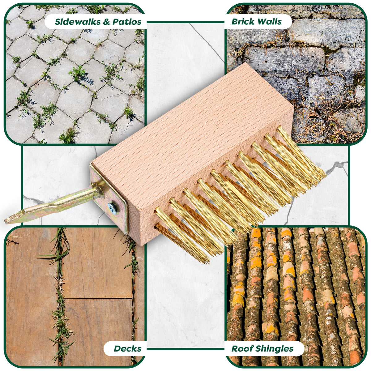 SCRUBIT chemical-free solution removes moss and weeds without toxins.