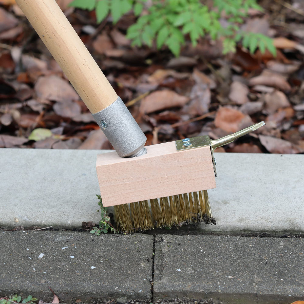 SCRUBIT moss remover shown on roof shingles for quick, chemical-free maintenance.
