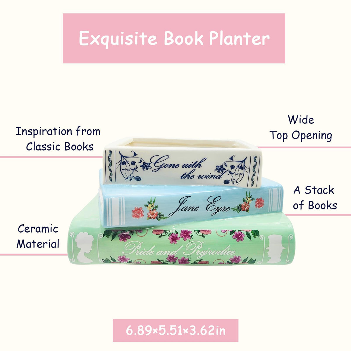 Scuyari ceramic book vase spines design complements classic literature-inspired decor.