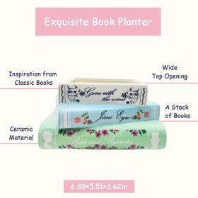 Scuyari ceramic book vase spines design complements classic literature-inspired decor.