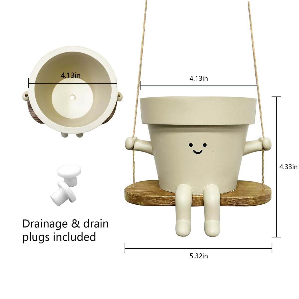 Scuyari face planter drainage hole helps manage water for healthy plant growth.