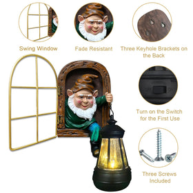 Scuyari solar-powered gnome lantern statue brightens any yard.