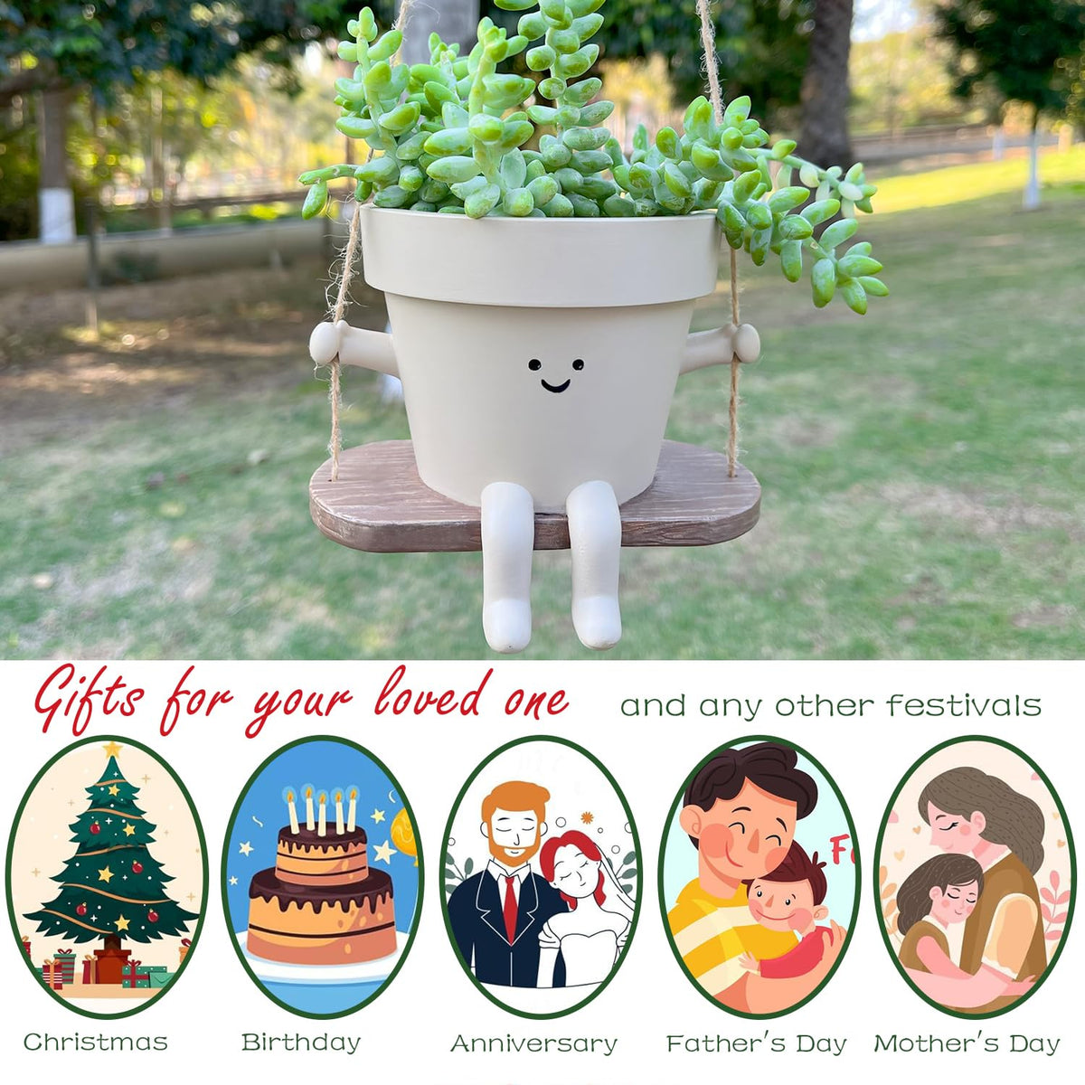 Scuyari swing face planter ideal for indoor outdoor use and versatile decor.
