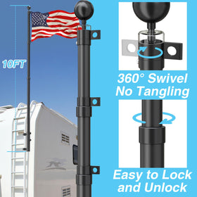 SCWN heavy-duty RV flag pole mount resists rust and weather.