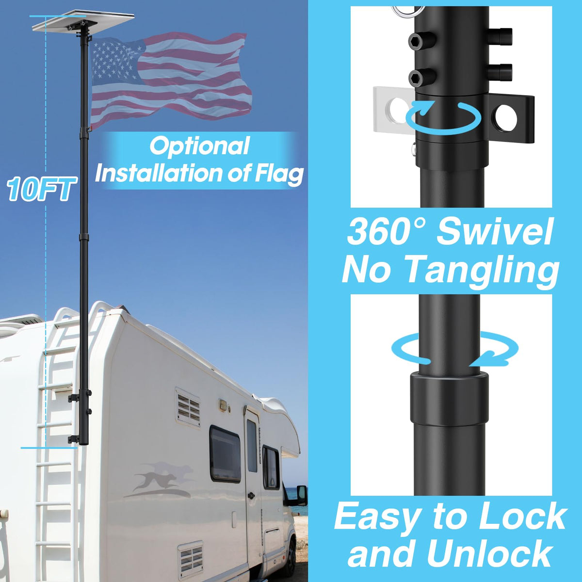 SCWN RV ladder mount kit keeps installation steady on the ladder.
