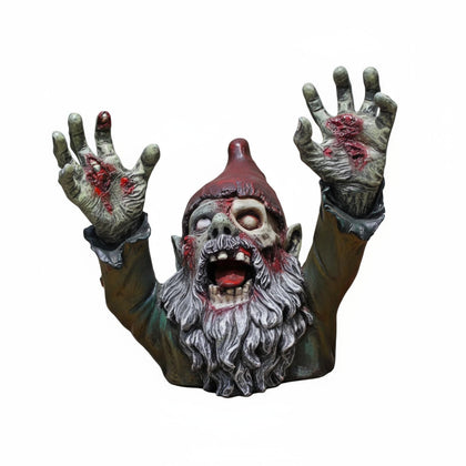 SDASF zombie gnome garden statue detail for Halloween ambiance.