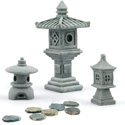 Sdeetesamjun Japanese pagoda statue set for a tranquil zen garden display