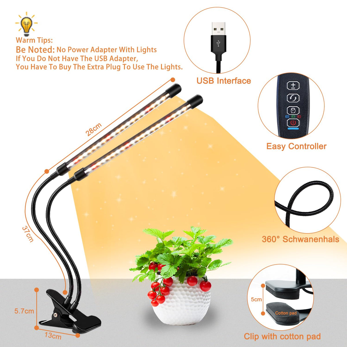 SDOVUERC desk clip mount fits compact indoor gardens.