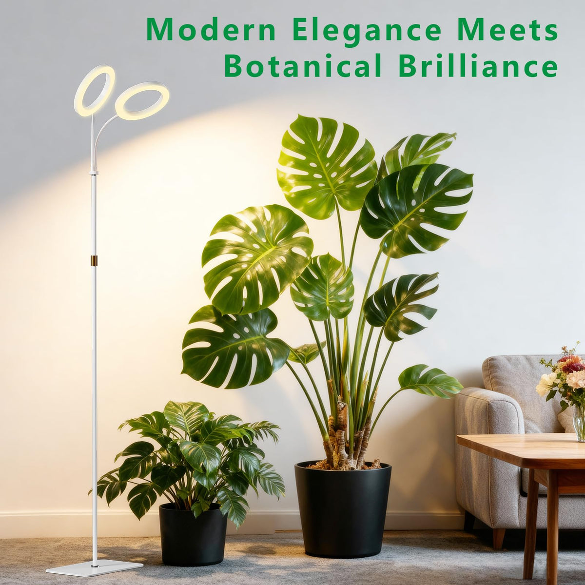 SDOVUERC grow light with stand side view showing adjustable height