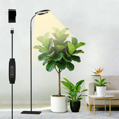 SDOVUERC full-spectrum grow light with ring design enhances indoor plant display.