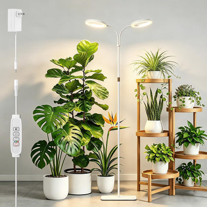 SDOVUERC full-spectrum grow light with dual heads for even indoor plant coverage