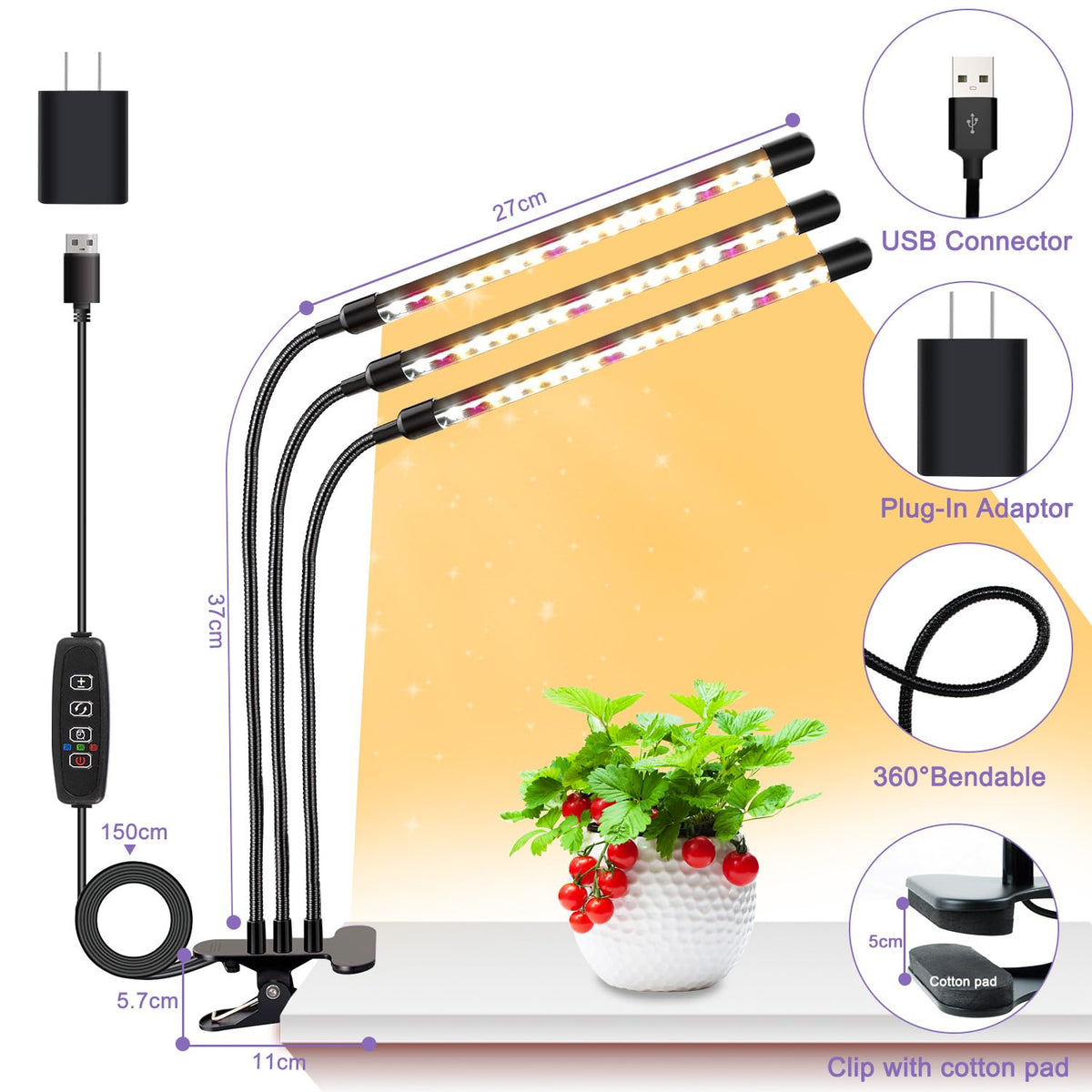 SDOVUERC full-spectrum grow light delivering sunlight-like spectrum for thriving indoor plants