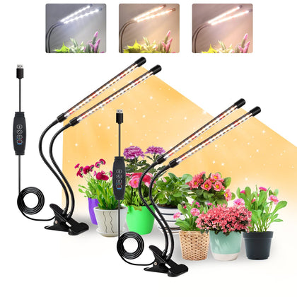 SDOVUERC grow light clipped to a desk, simulating noon sun for seedlings.
