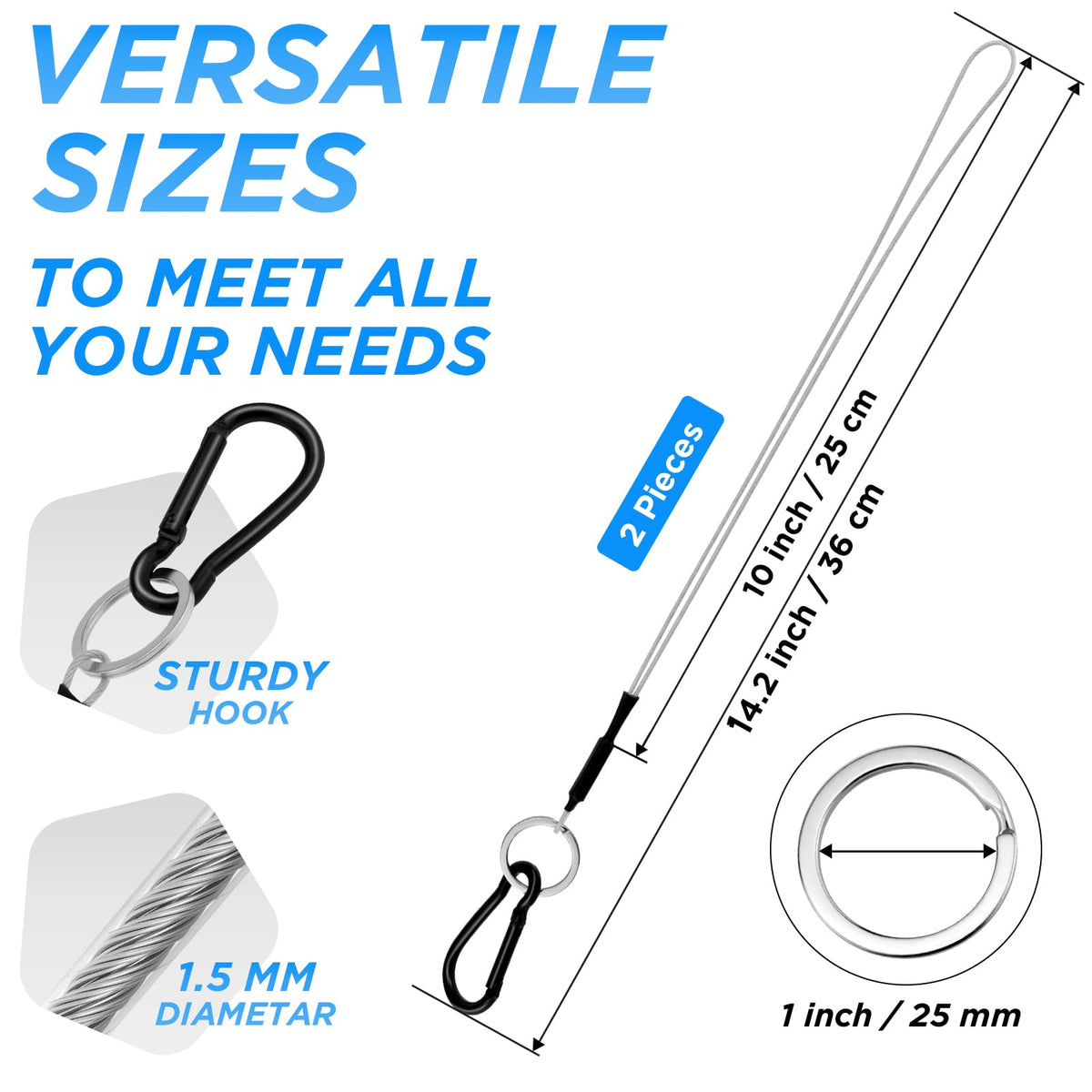 SDTC Tech 10-inch hanging cable wrapped around crossbar for sturdy support.