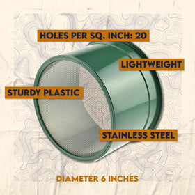 SE mini classifier pan top view showing 20-hole mesh